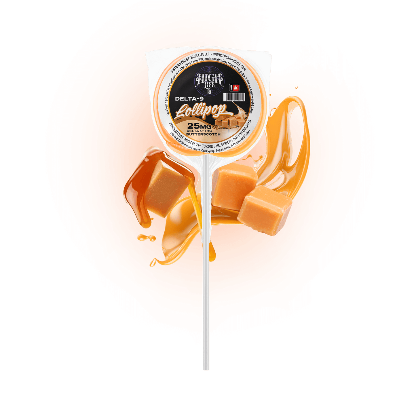 Delta 9 THC Lollipops | 25mg | Butterscotch image 0