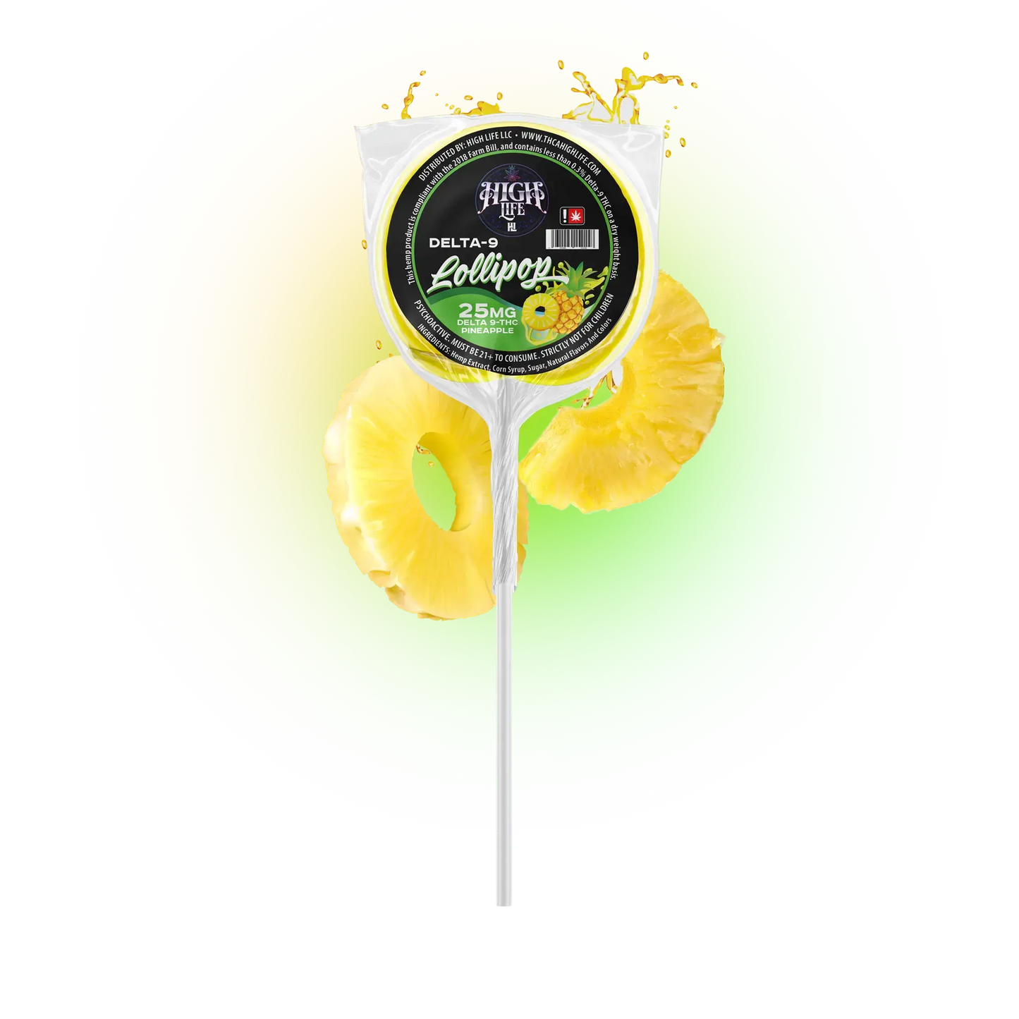 Delta 9 THC Lollipops | 25mg | Pineapple image 0