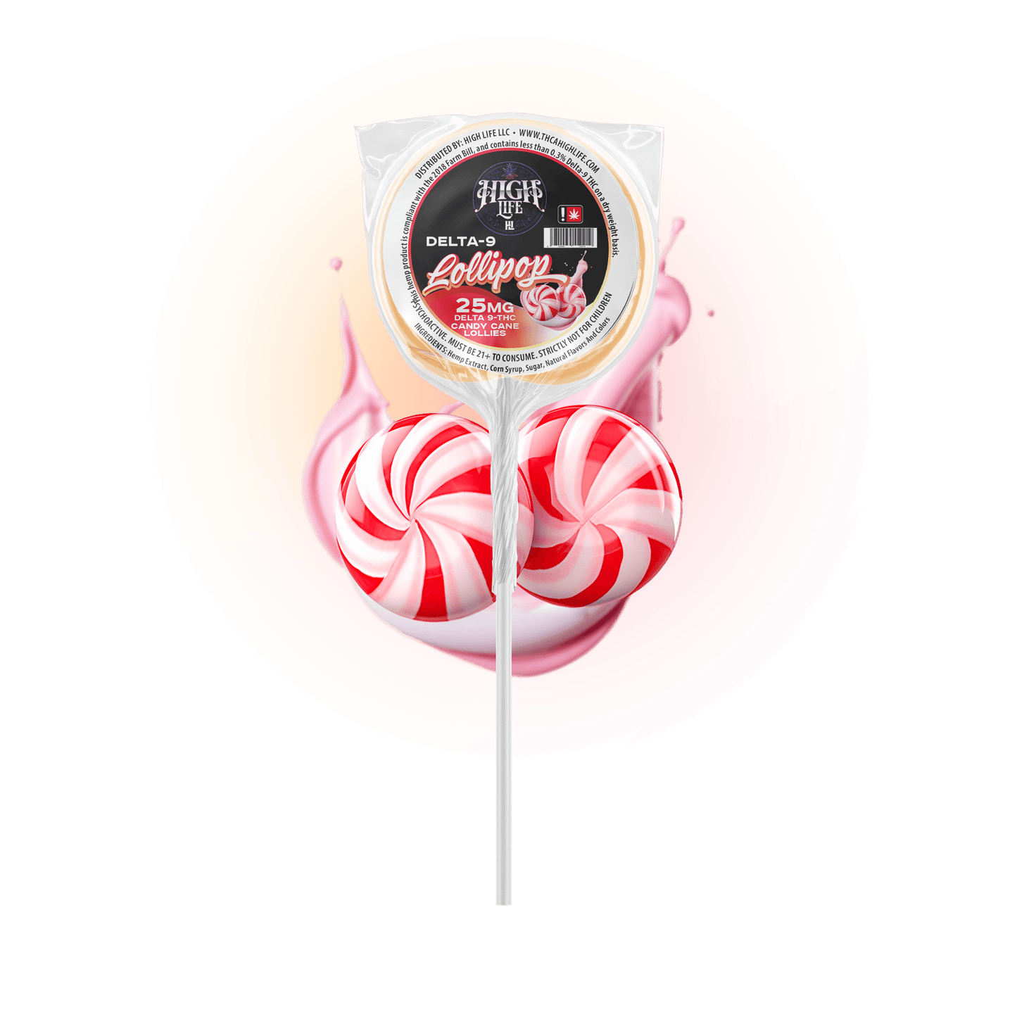 Delta 9 THC Lollipops | 25mg | Candy Cane Lollies image 0