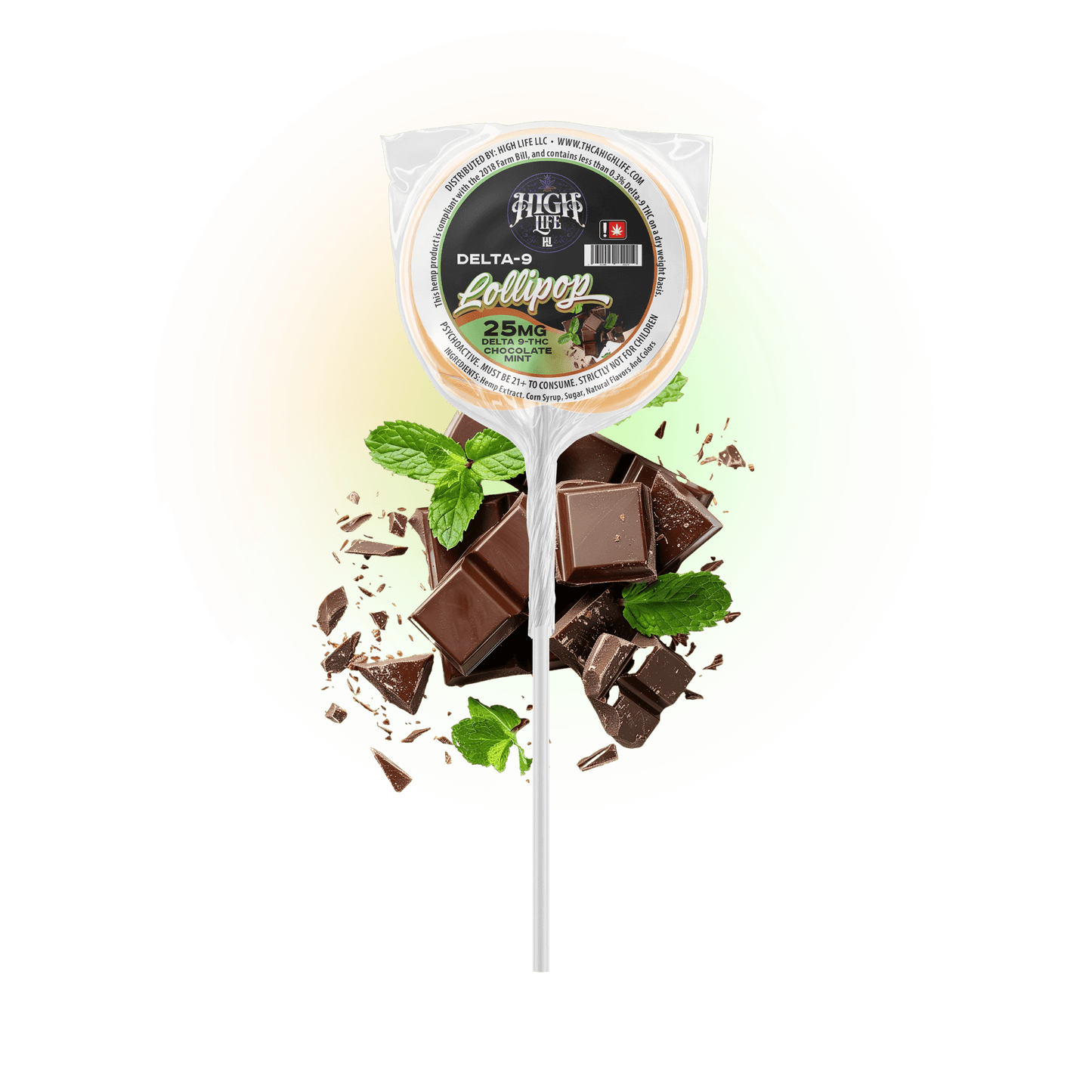 Delta 9 THC Lollipops | 25mg | Chocolate Mint image 0