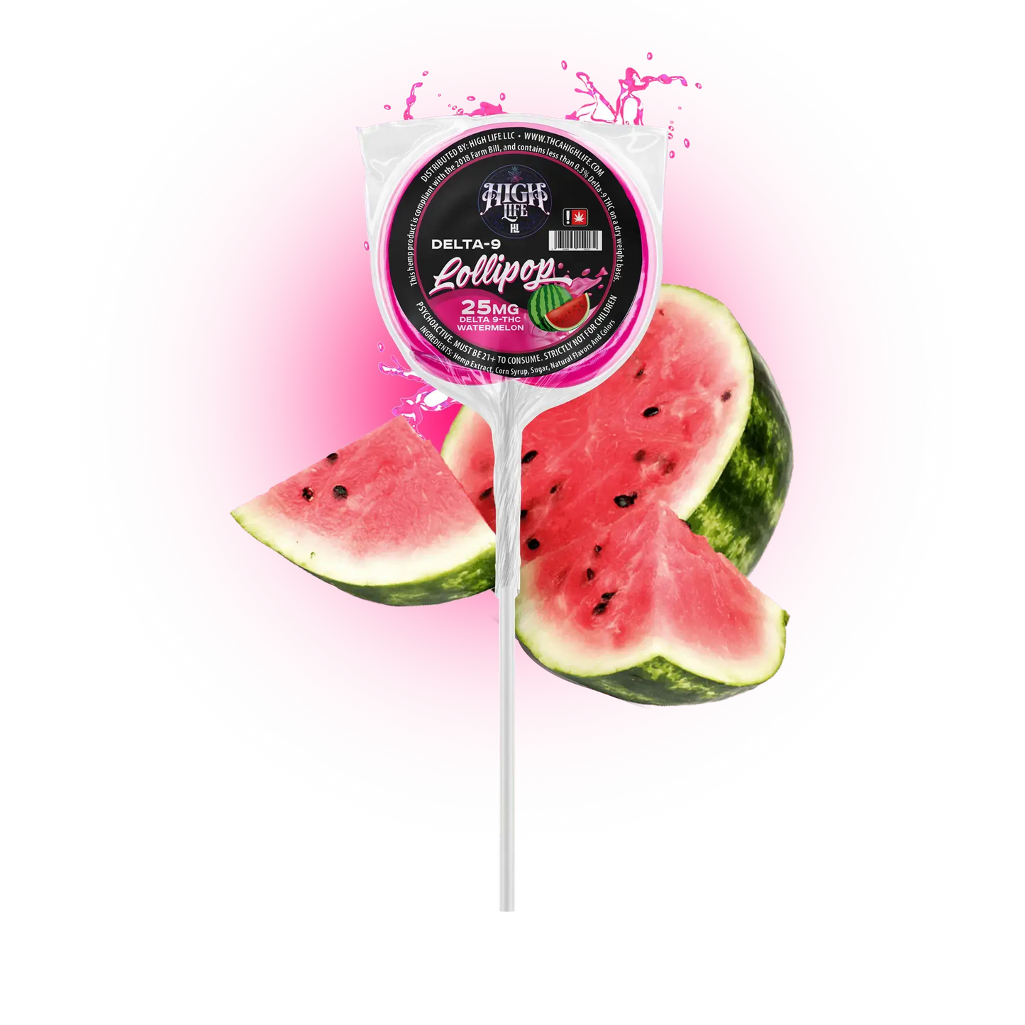 Delta 9 THC Lollipops | 25mg | Watermelon image 0