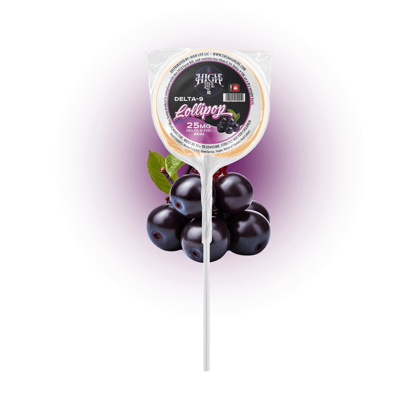 Delta 9 THC Lollipops | 25mg | Acai image 0