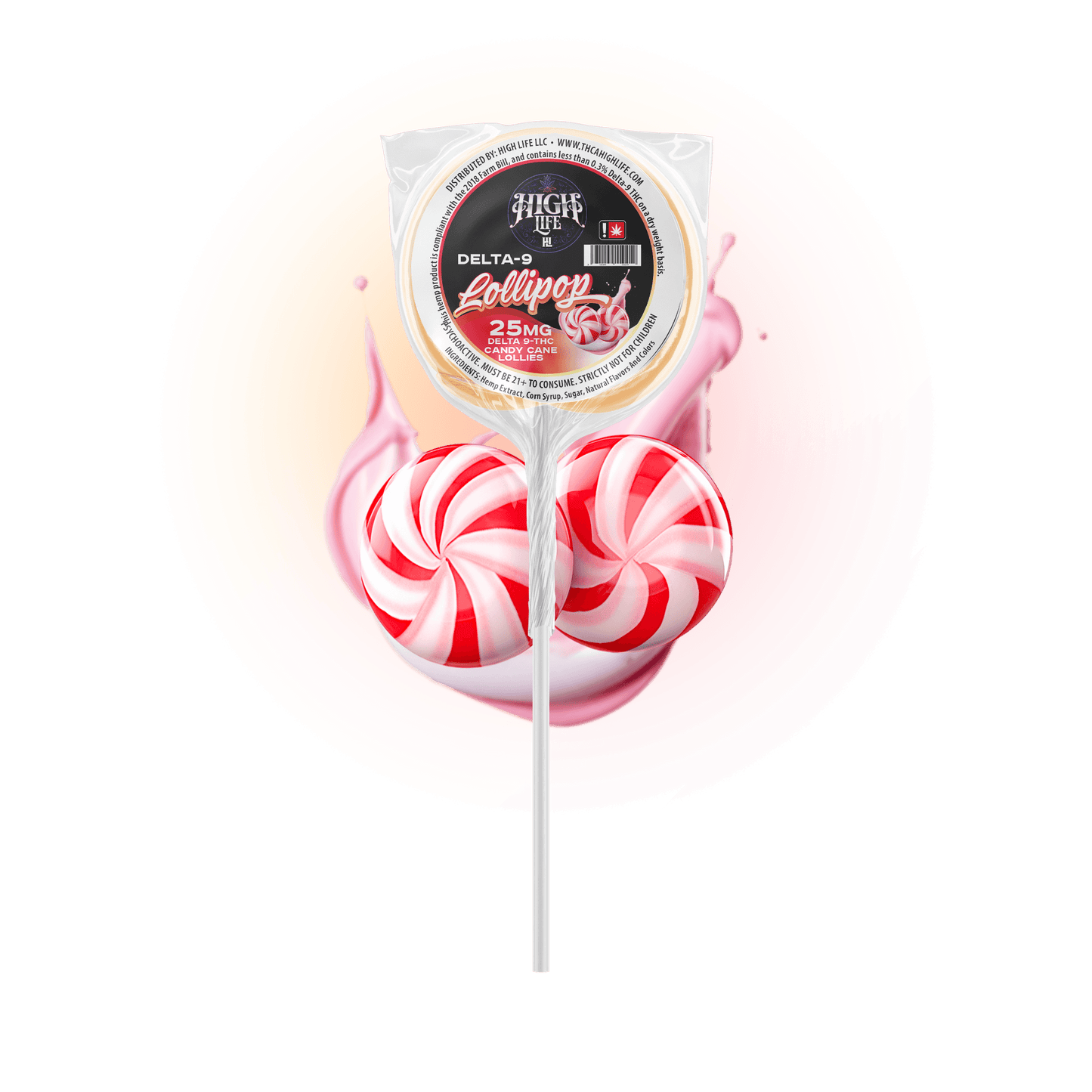 Delta 9 THC Lollipops | 25mg | Candy Cane Lollies image 0