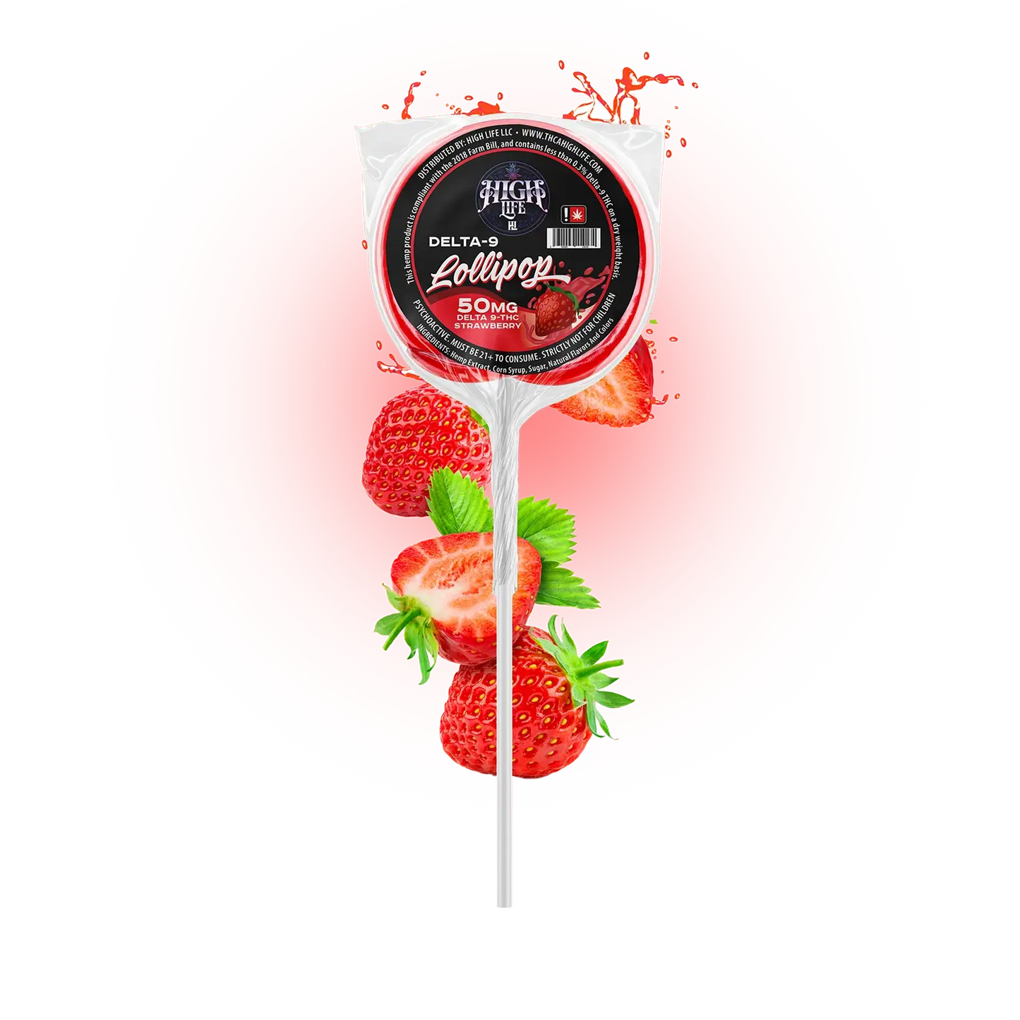 Delta 9 THC Lollipops | 25mg | Strawberry image 0