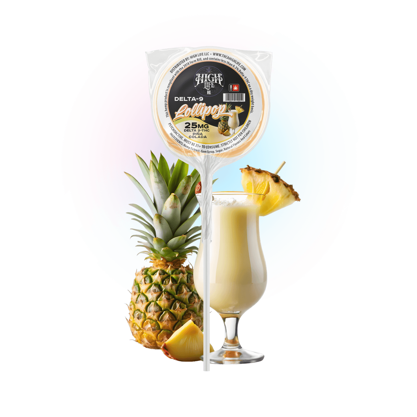 Delta 9 THC Lollipops | 25mg | Piña Colada image 0